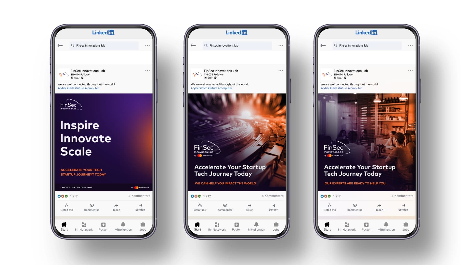FinSec, social media template grid in the brand's gradient palette