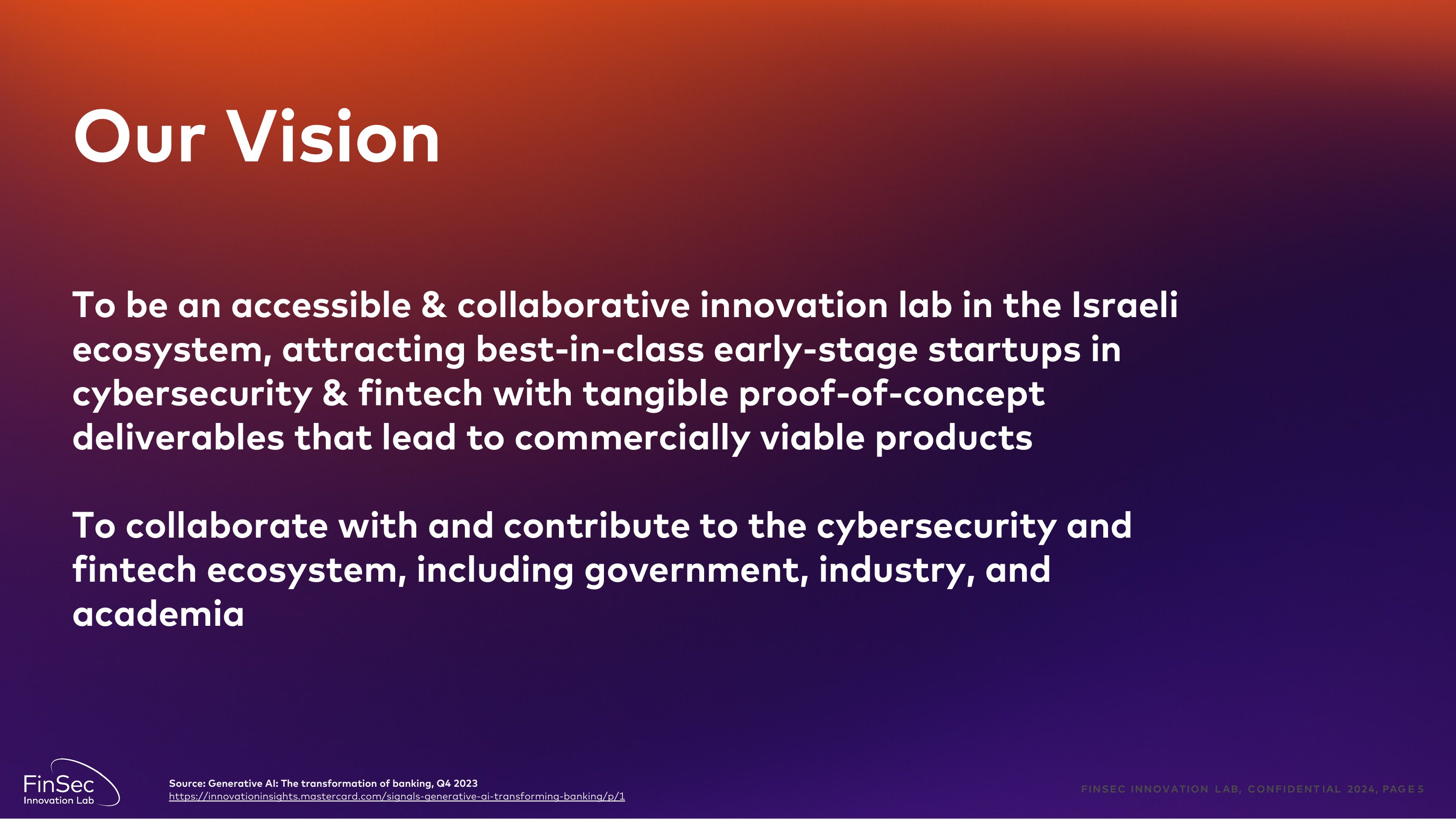 FinSec — Our Vision slide, dark gradient theme
