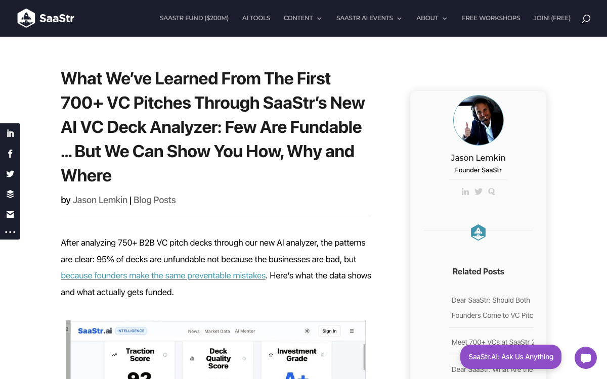 SaaStr — What We've Learned From Our First 700+ VC Pitch Decks